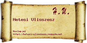 Hetesi Ulisszesz névjegykártya